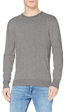 NOS-Classic Crewneck Pull Pullover Sweater, Grey Melange 0606, S Uomo