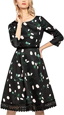 Printed Scuba Dress Vestito Elegante, Multicolore (Black-Multicolor Black-Multicolor), 46 (Taglia Produttore: 40) Donna