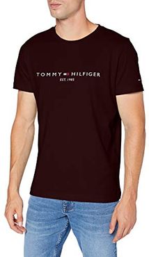 Tommy Logo Tee T-Shirt, Borgogna Profonda, S Uomo
