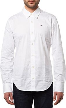 Original Stretch Shirt l/s Camicia, Bianco (Classic White 100), Medium Uomo