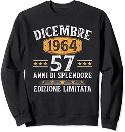 57 Anni Compleanno Uomo Donna Regalo Vintage Dicembre 1964 Felpa