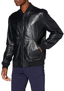 Bomber Jacket Soft Touch Leath Giacca in Ecopelle, Black, 56 Uomo