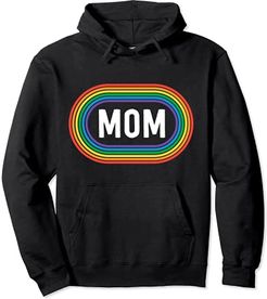 Retro Pride Mom Shirt Proud Mother Rainbow LGBT Pride Stuff Felpa con Cappuccio