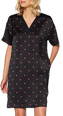 Printed Short Sleeve Dress with V-Neck Abito Casual, Combo C/0219, XS Donna