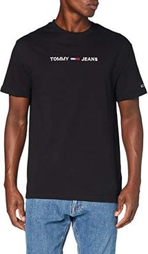Tommy Jeans Tjm Straight Logo Tee Camicia, Nero, X-Small Uomo