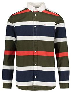 Tjm Retro Stripe Shirt Camicia, Multicolore (Olive Night/Multi 307), Medium Uomo