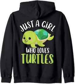 Just A Girl Who Loves Turtles Cute Kawaii Sea Turtle Lover Felpa con Cappuccio