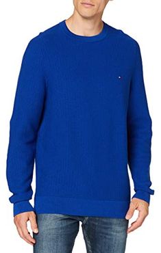 Bold Textured Cotton Sweater Maglione, Blu, XX-Large Uomo