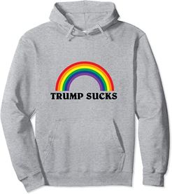Trump Sucks Anti Trump Rainbow LGBT Pride Gay Men Funny Felpa con Cappuccio