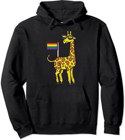 Giraffe Animal LGBTQ Rainbow Flag Gay Pride Ally Men Women Felpa con Cappuccio
