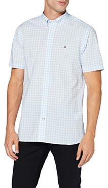 Classic Gingham Shirt S/s Camicia, Blu (Clear), S Uomo