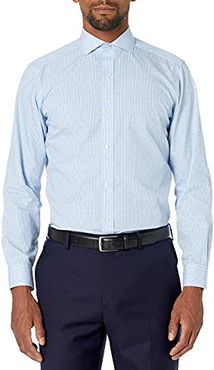 Tailored Fit Cutaway-Collar Pattern Non-Iron Dress Shirt Camicia, Blu (Light Blue Stripe DOT), 15" Neck 33" Sleeve