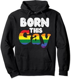 Born This Gay Pun Funny LGBTQ Rainbow Flag Gay Pride Ally Felpa con Cappuccio