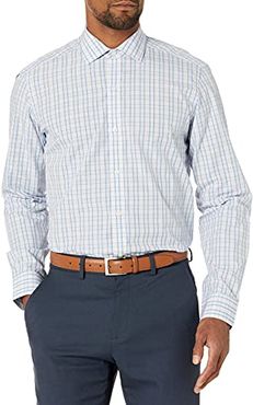 Tailored Fit Button-Collar Pattern Non-Iron Dress Shirt Camicia, Blu (Blue/Aqua Check), 15.5" Neck 34" Sleeve