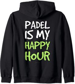 Padel Is My Happy Hour Scritte Divertenti Ed Ironiche Uomo Felpa con Cappuccio