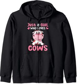 Just a Girl Who Loves Cows Gift for Cow Lovers Rancher Felpa con Cappuccio