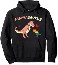 Mommasaurus Dinosaur Mom Mama LGBTQ Rainbow Flag Gay Pride Felpa con Cappuccio