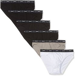 Coton Stretch Slip X6, Mutandine Uomo, Multicolore (Noir/Gris/Blanc + Noir/Noir/Noir 5ZC), Small (Taglia Produttore: 2) (Pacco da 6)