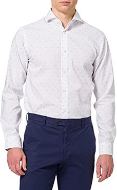 SLHREGSEL-Terry Shirt LS B Noos Camicia Formale, Bianco (White Detail: Dobby), Large Uomo