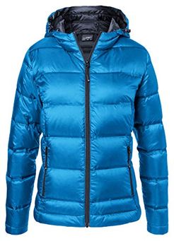 Ladies' Hooded Down Jacket Giacca, Blu (Blue/Navy Blue/Navy), 46 (Taglia Produttore: X-Large) Donna