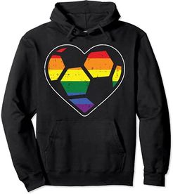Soccer Heart Sport LGBTQ Rainbow Gay Pride Ally Men Women Felpa con Cappuccio
