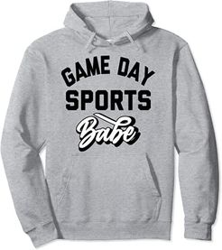 Game Day Sports Babe Hoodies,Mom Game Day T Shirts for Women Felpa con Cappuccio