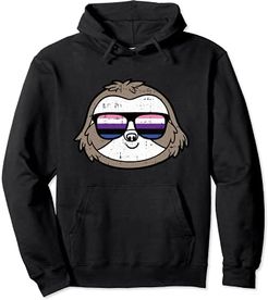 Sloth Sunglasses Gender-fluid Pride Animal Proud LGBT-Q Ally Felpa con Cappuccio