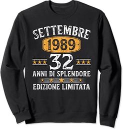 32 Anni Compleanno Uomo Donna Regalo Vintage Settembre 1989 Felpa