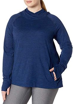 Plus Size Brushed Tech Stretch Popover Hood Fashion-Hoodies, Navy Space Dye, 5X