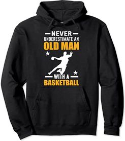 Mai sottovalutare un vecchio uomo con un regalo di basket Felpa con Cappuccio