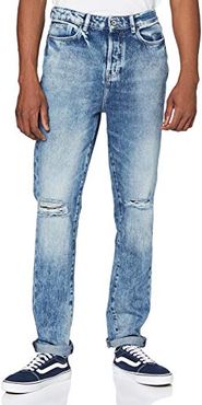 Marchio Amazon - find. Jeans Skinny Uomo, Blu (Mid Blue), 34W / 30L, Label: 34W / 30L
