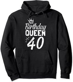 40th Birthday Queen Women Happy Birthday Party Funny Crown Felpa con Cappuccio
