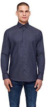 SHDONENEW-Mark Shirt LS Camicia Formale, Blu (Dark Blue Pattern:Diamond Jacquard), Medium Uomo