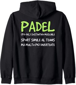 Padel Sport Simile Tennis Scritte Divertenti Uomo Padelista Felpa con Cappuccio