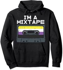 I'm A Mixtape Cassette LGBTQ Non-Binary Flag Genderqueer Felpa con Cappuccio