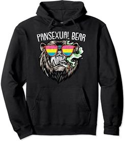 Pansexual Bear LGBT-Q Pride Smoking Weed Marijuana Stoner Felpa con Cappuccio