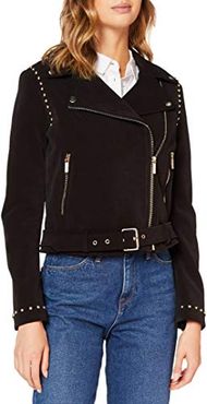 Blouson Jacket Giacca in Ecopelle, Nero, L Donna