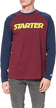Starter Raglan Longsleeve T-Shirt, Port/Darkblue, XL Uomo