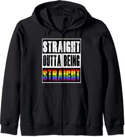 Straight Outta Being Straight LGBTQ Pride Felpa con Cappuccio