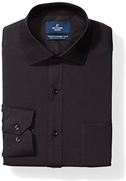 Tailored Fit Spread-Collar Stretch Non-Iron Dress Shirt Camicia, Nero (Black), 17.5" Neck 37" Sleeve (Taglia Produttore:):)