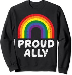 Proud Ally Gay Rainbow Pride Flag LGBTQ Support Men Women Felpa