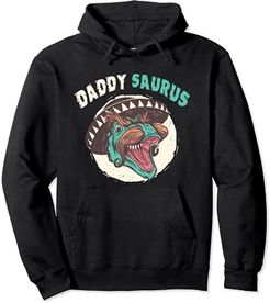 Daddy Saurus Fathers Day T rex Papa Dinosaur Moustache Men Felpa con Cappuccio