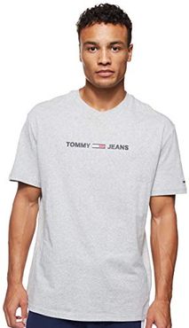 Tommy Jeans Tjm Straight Small Logo Tee Maglietta Sportiva, Grigio (Lt Grey Htr P01), S Uomo
