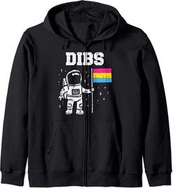 Dibs Astronaut Pansexual Flag Cool Pan Pride LGBTQ Men Women Felpa con Cappuccio