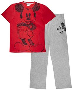 Lungo Pajamas Set Red Disney Mickey Sketch Uomo/Heather Grey S