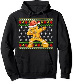 Dabbing Gingerbread Man Ugly Christmas Pattern Regalo di Natale Felpa con Cappuccio