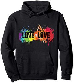 Love is Love Shirt,Rainbow Splatter LGBT Pride Tee,Gay Pride Felpa con Cappuccio