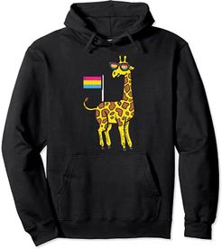 Giraffe Pansexual Flag Sunglasses Pan Pride Animal Men Women Felpa con Cappuccio