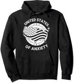United States of Anxiety T Shirt,God Save America USA Flag Felpa con Cappuccio