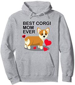 Best Corgi Mom Ever Shirt,Dog Mama Corgi Heart Paw Print Top Felpa con Cappuccio